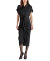 Steve Madden Women's Tori Tie-front Midi Shirtdress In Black