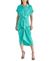 Steve Madden Tori Tie Waist Midi Shirtdress In Pastel Turquoise