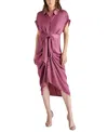 Steve Madden Tori Tie Waist Midi Shirtdress In Royal Plum