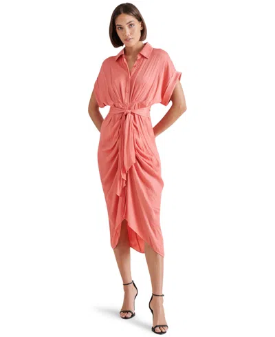 Steve Madden Women's Tori Tie-front Midi Shirtdress In Sugar Coral