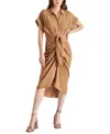 Steve Madden Tori Tie Front Shirt Dress In Toast