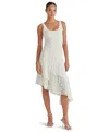 Steve Madden Vance Mixed Media Asymmetric Dress In Marshmallow