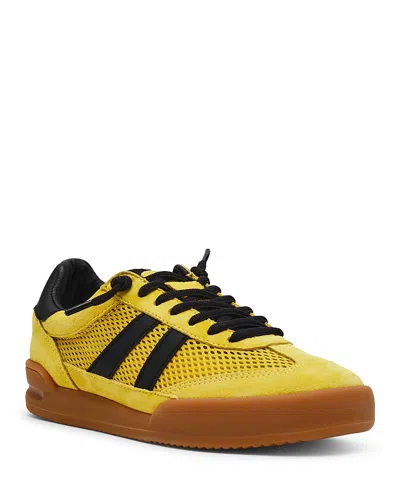 Steve Madden Women's Verdict Low Profile Lace-up Sneakers In Yellow Mesh,black