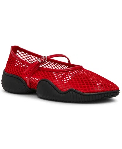 Steve Madden Women's Vickee Mesh Mary-jane Sneakerina Flats In Red