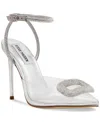 Steve Madden Vienna Womens Suede Stiletto Slingback Heels In Silver,clear