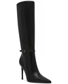 Steve Madden Voca Womens Zipper Leather Knee-high Boots In Black Leather