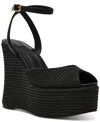 Steve Madden Women's Wanona Raffia Wedge Sandals In Black Raffia