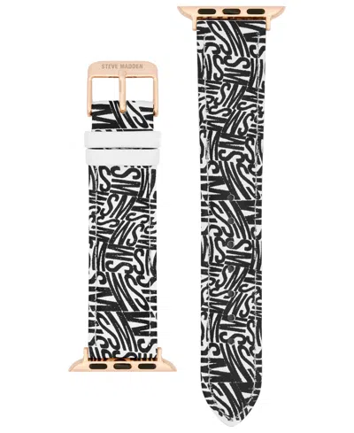 Steve Madden Women's White And Black Faux Leather Band Designed For Apple Watch 42mm (series 10) & 38/40/41mm In White,black