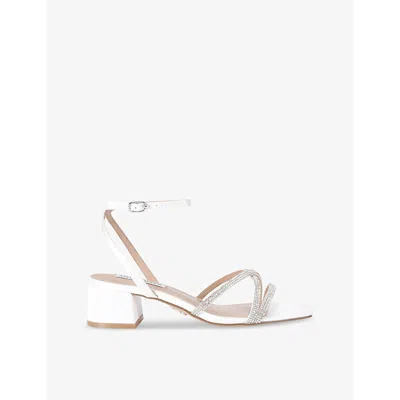 Steve Madden Womens White Gabby Embellished-strap Satin Sandals