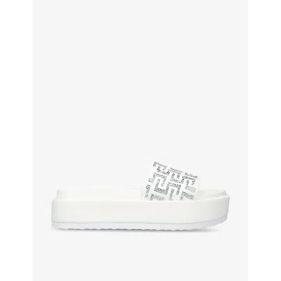 Steve Madden Womens White Kora Embellished-strap Flat Fabric Sandals