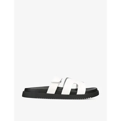 Steve Madden Womens White Missile Multi-strap Flat Leather Sandals