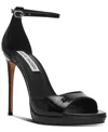Steve Madden Wiley Ankle Strap Platform Sandal In Black Patent