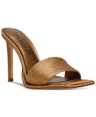 Steve Madden Women's Yara High-heel Mule Dress Sandals In Bronze Rhinestone