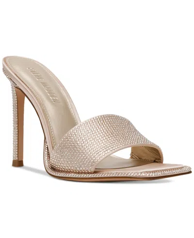 Steve Madden Women's Yara High-heel Mule Dress Sandals In Champagne Rhinestone