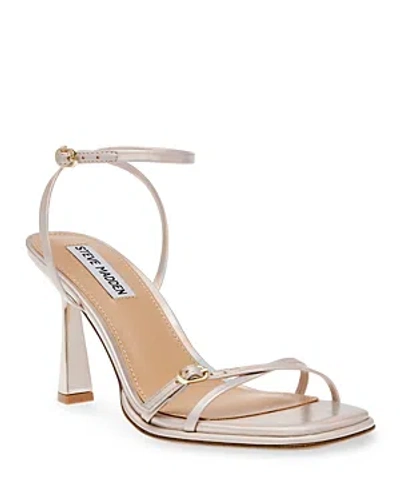 Steve Madden Women's Zarya Strappy Flared-heel Dress Sandals In Champagne Iridescent