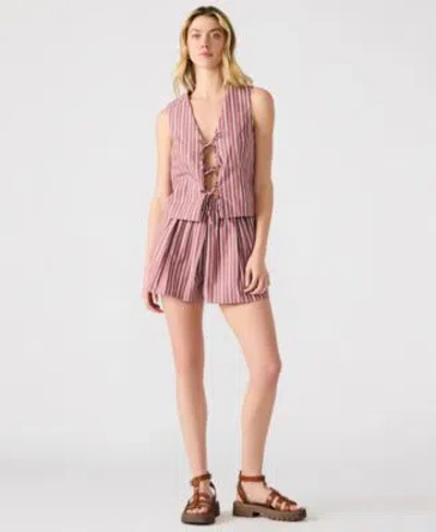 Steve Madden Womens Aliza Striped Tie Front Top Malena Striped Pull On Shorts