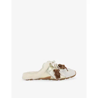 Steve Madden Womens Aziel Faux-fur Lined Mules White Eur 39 / 6 Uk In Multi