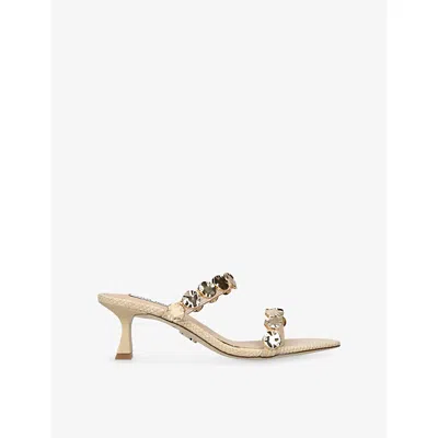 Steve Madden Womens Beige Annika Heeled Leather Sandals Eur 37 / 4 Uk In Multi