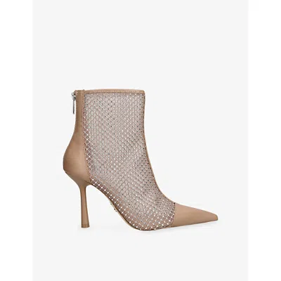 Steve Madden Womens Beige Arlette Mesh Heeled Ankle Boots Eur 39 / 6 Uk In Brown