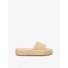 Steve Madden Womens  Beachy Raffia Platform Slides In Beige