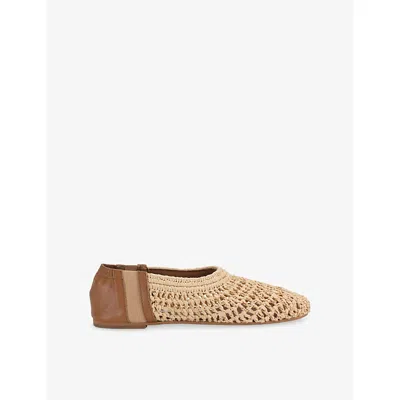 Steve Madden Womens Beige Meela Raffia And Leather Ballet Flats Eur 38/5 Uk