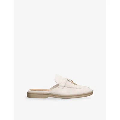 Steve Madden Womens Beige Patrizia Suede Backless Loafers Eur 38/5 Uk In White