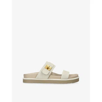 Steve Madden Womens Beige Take Two Suede Sandals Eur 37 / 4 Uk In White