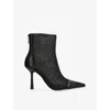 Steve Madden Womens Black Arlette Mesh Heeled Ankle Boots Eur 37 / 4 Uk In Black
