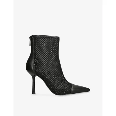Steve Madden Womens Black Arlette Mesh Heeled Ankle Boots Eur 37 / 4 Uk