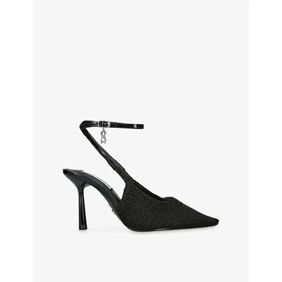 Steve Madden Womens Black Ascension Heeled Woven Sling-back Courts Eur 40 / 7 Uk