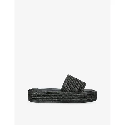 Steve Madden Womens  Beachy Raffia Platform Slides In Black