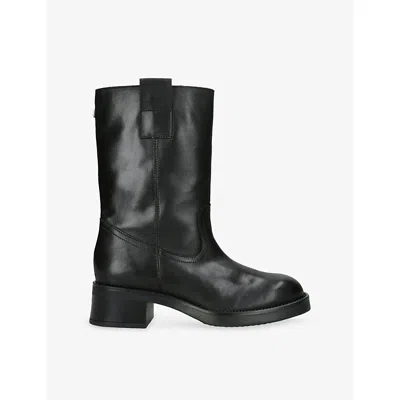Steve Madden Womens Black Benedict Leather Heeled Boots Eur 39 / 6 Uk
