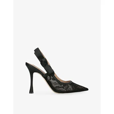 Steve Madden Womens Black Brylie Lace Heeled Woven Sling-back Courts Eur 39 / 6 Uk