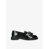 Steve Madden Womens Black Hidie Flat Leather Loafers Eur 40 / 7 Uk In Black