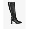 Steve Madden Womens Black Holly Vegan-leather Heeled Knee-high Boots Eur 37 / 4 Uk In Black