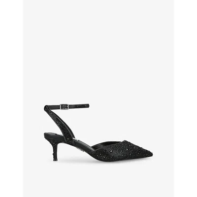 Steve Madden Womens  Kittie Embellished Backless Heeled Woven Courts In Black
