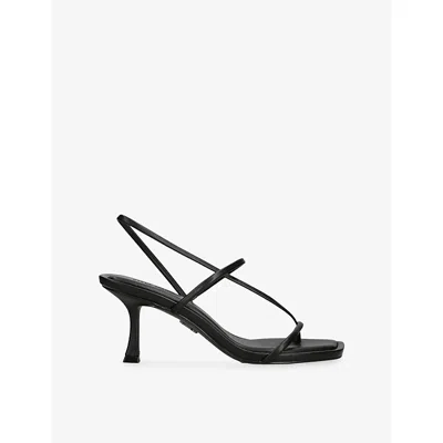 STEVE MADDEN WOMENS BLACK LOCKE FAUX-LEATHER HEELED SANDALS EUR 37 / 4 UK