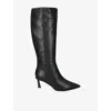 Steve Madden Womens Black Lucid Heeled Faux-leather Knee-high Boots Eur 39 / 6 Uk In Black
