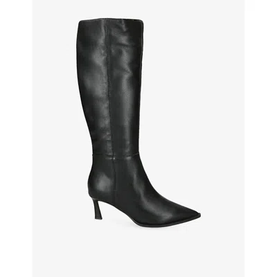 Steve Madden Womens Black Lucid Heeled Faux-leather Knee-high Boots Eur 39 / 6 Uk