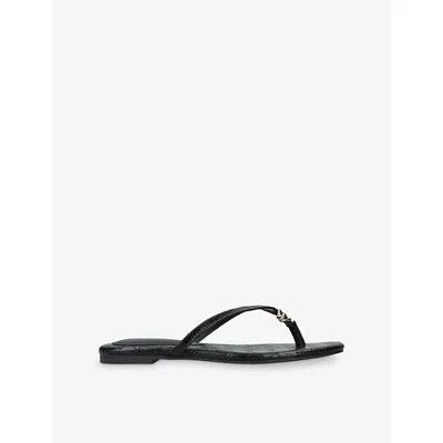 Steve Madden Womens Black Maliyah Flat Leather Sandals Eur 37 / 4 Uk