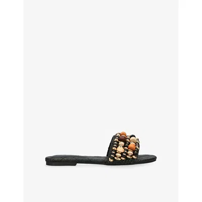 Steve Madden Womens Black Marika B Embellished Woven Sandals Eur 39 / 6 Uk In Multi