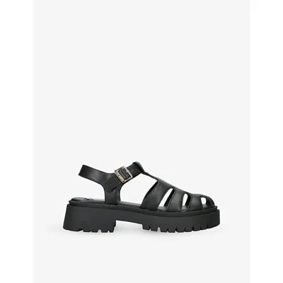 Steve Madden Womens Black Minsk Leather Sandals Eur 37 / 4 Uk In Multi