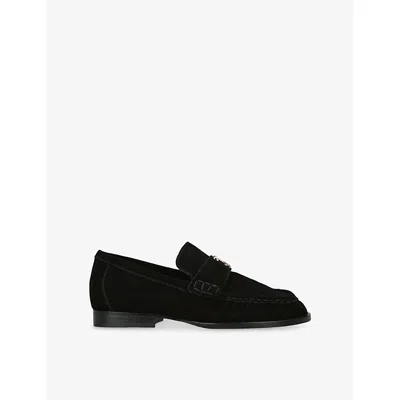 Steve Madden Womens Black Morgen Suede Loafers Eur 37 / 4 Uk In Multi