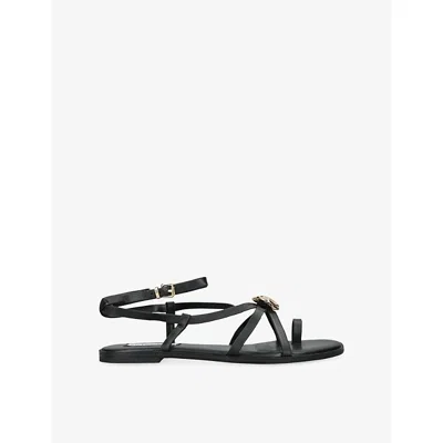 Steve Madden Womens Black Napa Faux-leather Sandals Eur 37 / 4 Uk