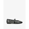 Steve Madden Womens Black Rejoice-s Eyelet-embellished Ballet Flats Eur 39 / 6 Uk In Black