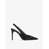 Steve Madden Womens Black Reyes-r Woven Heeled Slingback Courts Eur 38/5 Uk In Animal Print
