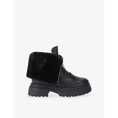 Steve Madden Womens Black Ripstorm Fold-down Leather Ankle Boots Eur 40 / 7 Uk