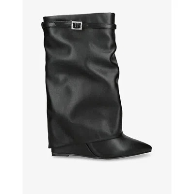 Steve Madden Womens Black Shocker Faux-leather High-leg Boots Eur 40 / 7 Uk