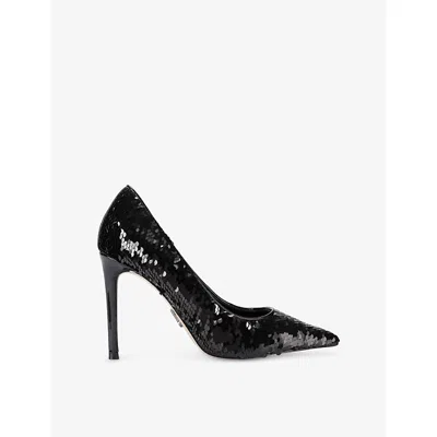 Steve Madden Womens Black Thrive Sequin Heeled Woven Courts Eur 39 / 6 Uk