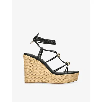 Steve Madden Womens  Tulym Faux-leather Wedge Sandals In Black